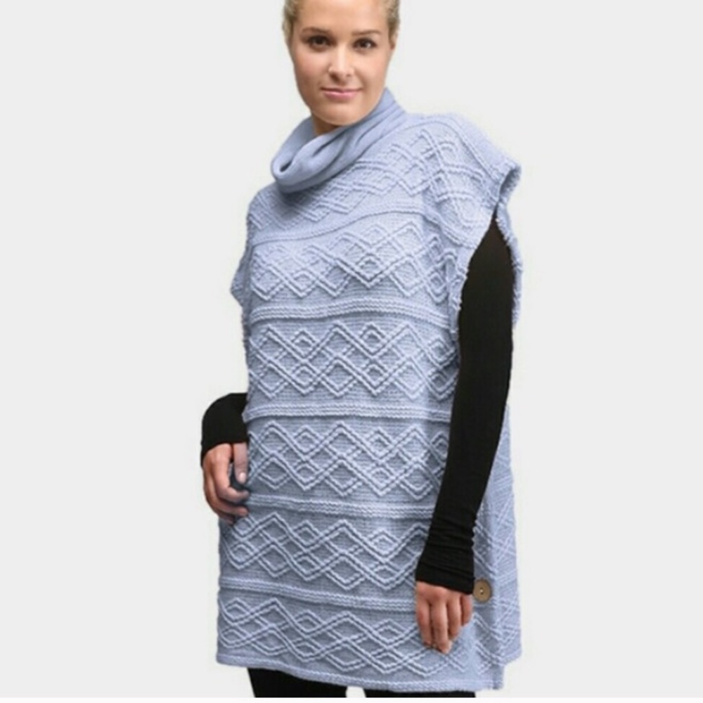 Cowl Neck Knit Poncho